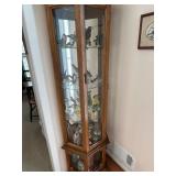 Corner Curio Cabinet w/ Porcelain Bird Figurines 