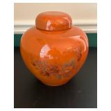 Burnt Orange Painted Ginger Jar 