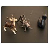 Assorted Animal Figuines - Deer, Cricket and Bird 