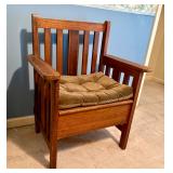 Solid oak chair with storage under the seat