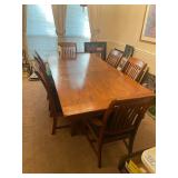 MISSION/CRAFTSMAN STYLE DINING ROOM SET WITH 6 SLAT-BACK CHAIRS 