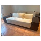 Modern Cream Upholstered Sofa with Built