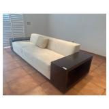 Modern Cream Upholstered Sofa with Built