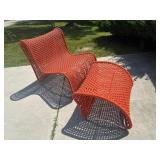 Contemporary Orange Woven Outdoor Chair