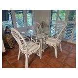 5-Piece Rattan Dining Set with Glass Top