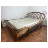 Curved Rattan Queen-Size Bed