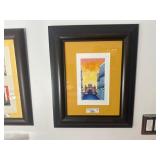 Framed print with yellow mat, featuring