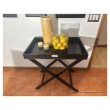 Portable black tray table with removable