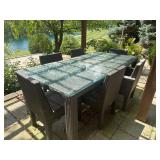 Large outdoor woven design set with glas