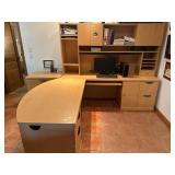 Large L-shaped light wood modular office