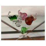 5 colorful art glass elephant figurines