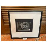 Framed charcoal leaf artwork in black an