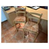 Pair of Woven Seat Counter Stools