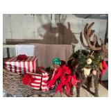 Grapevine Reindeer & Sleigh with Faux Pr