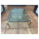 Glass Coffee Table with Brass Legs