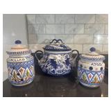 Mexican Talavera Garlic & Onion Jars  Bl