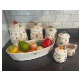 Ceramic Canister Set with Fruit Design &