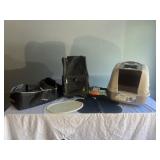 Pet Supplies Lot with Litter Box & Carr