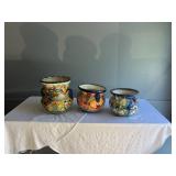 Set of 3 Talavera-style ceramic planters