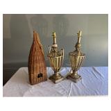 Pair of Ornate Metal Table Lamp Bases &