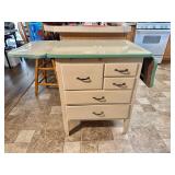 Vintage Enamel-Top Kitchen Cabinet