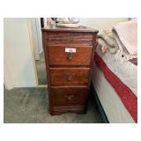 Vintage Wooden Three-Drawer Nightstand