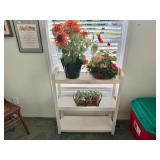 White Plastic Stand & Artificial Plant