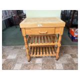 Wooden Butcher Block Kitchen Cart