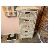 Wicker Drawer Unit and Vintage Scale