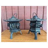 Pair of Cast Iron Japanese Lanterns