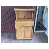 Oak Wood Kitchen/Microwave Cart with W