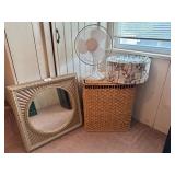 Vintage Wicker Hamper with Mirror & Fa