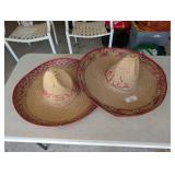 Pair of Traditional Straw Sombreros