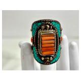 Turquoise Coral Ring