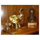 Brass Elephants & Lincoln Bust