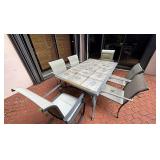 Tile Top Patio Set Sling Back Chairs
