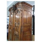 Antique Wooden Figured Walnut Armoire