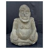 Large Volcanic Rock Totemic Seated Figure, 23x16x10