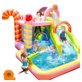 Pink 6-in-1 Inflatable Water Slide