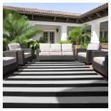 9x12 ft Outdoor Reversible Rug BlackWhite