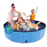 Blue Foldable Dog Pool 87x14 inches