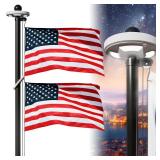 20ft Telescoping Flag Pole Kit w/ Dual Flag Setup & Solar Light