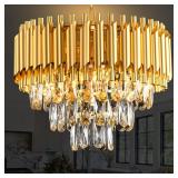 3‑tier gold crystal chandelier – elegant lighting accent