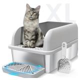XL stainless steel cat litter box – durable, stylish pet accessory