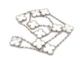 Van Cleef & Arpels Vintage Alhambra 10 Motif Mother of Pearl White Gold Necklace