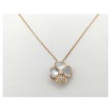 Van Cleef & Arpels Cosmos White MOP & Diamonds 18K Rose Gold Brooch Pendant Necklace
