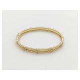 Van Cleef & Arpels Perlee Sweet Clover Diamond 18K Yellow Gold Bangle Bracelet