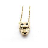 Cartier Panther Black & Green Tsavorite Head 18K Yellow Gold Pendant Necklace