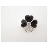 Van Cleef & Arpels Cosmos Black Onyx & Diamond 18K White Gold Brooch