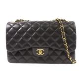  Chanel Vintage Black Leather Shoulder Bag